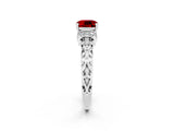White gold Cushion Cut Ruby Solitaire Ring with Filigree Band and Four-Prong Setting_26