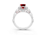 White gold Cushion Cut Ruby Solitaire Ring with Filigree Band and Four-Prong Setting_27