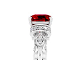 White gold Cushion Cut Ruby Solitaire Ring with Filigree Band and Four-Prong Setting_29