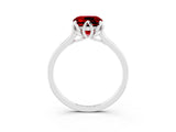 White gold Cushion Cut Ruby Solitaire Ring with Flower Prong Setting and Classic Band_17