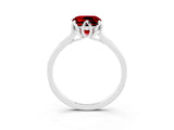 White gold Cushion Cut Ruby Solitaire Ring with Flower Prong Setting and Classic Band_78