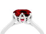 White gold Cushion Cut Ruby Solitaire Ring with Flower Prong Setting and Classic Band_79