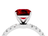 White gold Cushion Cut Ruby Solitaire Ring with Pavé Accents and Four-Prong Setting_4