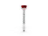 White gold Cushion Cut Ruby Solitaire Ring with Pavé Band and Four-Prong Setting_26