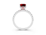 White gold Cushion Cut Ruby Solitaire Ring with Pavé Band and Four-Prong Setting_27