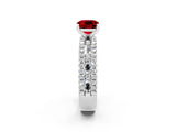 White gold Cushion Cut Ruby Solitaire Ring with Pavé and Channel Set Band_2