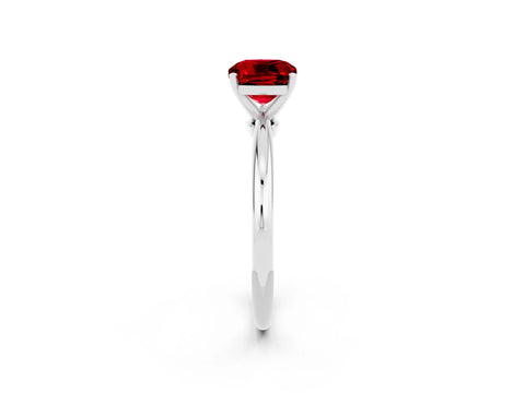 White gold Cushion Cut Ruby Solitaire Ring with Six-Prong Setting and Classic Band_26
