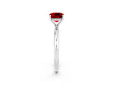 White gold Cushion Cut Ruby Solitaire Ring with Thin Band and Four-Prong Setting_2