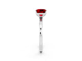 White gold Cushion Cut Ruby Solitaire Ring with Thin Band and Prong Setting_14