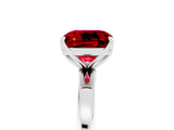 White gold Cushion Cut Ruby Solitaire Ring with Thin Band and Prong Setting_17