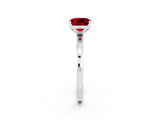 White gold Cushion Cut Ruby Solitaire Ring with Thin Band and Prong Setting_38