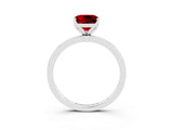 White gold Cushion Cut Ruby Solitaire Ring with Thin Band and Prong Setting_39