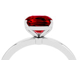 White gold Cushion Cut Ruby Solitaire Ring with Thin Band and Prong Setting_40