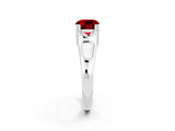White gold Cushion Cut Ruby Solitaire Ring with Wide Band and Prong Setting_2