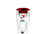White gold Cushion Cut Ruby Solitaire Ring with Wide Band and Prong Setting_5