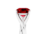 White gold Cushion Cut Ruby Solitaire Twist Band Prong Setting Ring_71