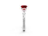 White gold Cushion Cut Ruby Solitaire Twist Band Prong Setting Ring_73