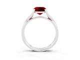 White gold Cushion Cut Ruby Solitaire Twist Band Prong Setting Ring_74