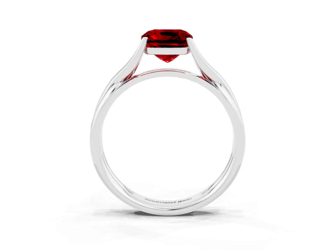 White gold Cushion Cut Ruby Solitaire Twist Band Prong Setting Ring_74