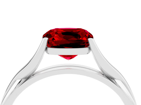 White gold Cushion Cut Ruby Solitaire Twist Band Prong Setting Ring_75
