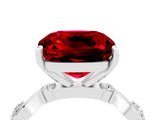 White gold Cushion Cut Ruby Solitaire Twisted Band with Round  Accents and Prong Setting_16