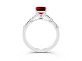 White gold Cushion Cut Ruby Solitaire with Side Baguettes and Channel Set Band_3