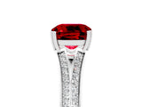 White gold Cushion Cut Ruby Split Shank Engagement Ring with Pavé Band_5