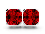 White gold Cushion Cut Ruby Stud Earrings_30