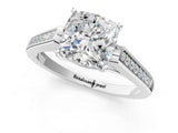 White gold Cushion Cut Solitaire Cathedral Diamond Engagement Ring with Channel-Set Band and Four-Prong Setting_4