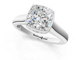 White gold Cushion Cut Solitaire Diamond Engagement Ring with Four-Prong Setting and Tapered Band_111
