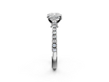 White gold Cushion Cut Solitaire Diamond Engagement Ring with Pave Band and Four-Prong Setting_200