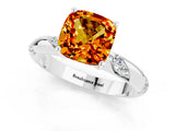 White gold Cushion Cut Solitaire Diamond Engagement Ring with Twisted Pave Band and Four-Prong Setting_1