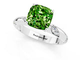 White gold Cushion Cut Solitaire Diamond Engagement Ring with Twisted Pave Band and Four-Prong Setting_1