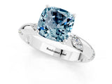 White gold Cushion Cut Solitaire Diamond Engagement Ring with Twisted Pave Band and Four-Prong Setting_1