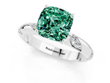 White gold Cushion Cut Solitaire Diamond Engagement Ring with Twisted Pave Band and Four-Prong Setting_1