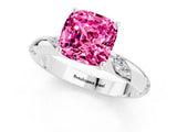White gold Cushion Cut Solitaire Diamond Engagement Ring with Twisted Pave Band and Four-Prong Setting_1
