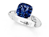 White gold Cushion Cut Solitaire Diamond Engagement Ring with Twisted Pave Band and Four-Prong Setting_1