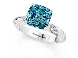 White gold Cushion Cut Solitaire Diamond Engagement Ring with Twisted Pave Band and Four-Prong Setting_1