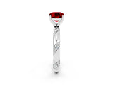 White gold Cushion Cut Solitaire Diamond Engagement Ring with Twisted Pave Band and Four-Prong Setting_2