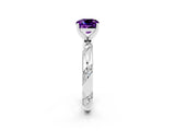 White gold Cushion Cut Solitaire Diamond Engagement Ring with Twisted Pave Band and Four-Prong Setting_2