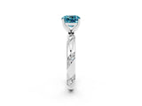 White gold Cushion Cut Solitaire Diamond Engagement Ring with Twisted Pave Band and Four-Prong Setting_2