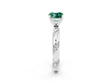 White gold Cushion Cut Solitaire Diamond Engagement Ring with Twisted Pave Band and Four-Prong Setting_2