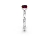 White gold Cushion Cut Solitaire Diamond Engagement Ring with Twisted Pave Band and Four-Prong Setting_2