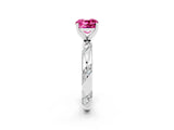 White gold Cushion Cut Solitaire Diamond Engagement Ring with Twisted Pave Band and Four-Prong Setting_2