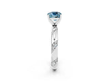 White gold Cushion Cut Solitaire Diamond Engagement Ring with Twisted Pave Band and Four-Prong Setting_2