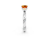 White gold Cushion Cut Solitaire Diamond Engagement Ring with Twisted Pave Band and Four-Prong Setting_2