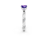 White gold Cushion Cut Solitaire Diamond Engagement Ring with Twisted Pave Band and Four-Prong Setting_2