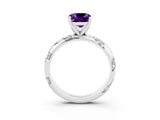 White gold Cushion Cut Solitaire Diamond Engagement Ring with Twisted Pave Band and Four-Prong Setting_3
