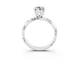 White gold Cushion Cut Solitaire Diamond Engagement Ring with Twisted Pave Band and Four-Prong Setting_3