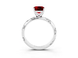White gold Cushion Cut Solitaire Diamond Engagement Ring with Twisted Pave Band and Four-Prong Setting_3